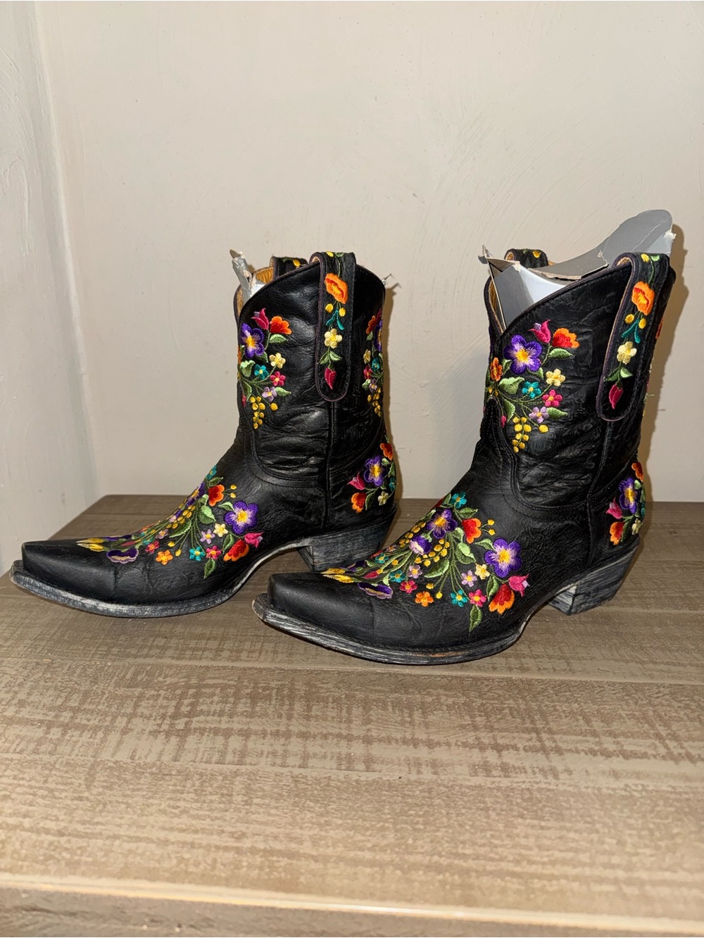 Old Gringo Sora Embroidered Floral Leather Western Cowboy Boots Black 7.5 - Picture 5 of 10